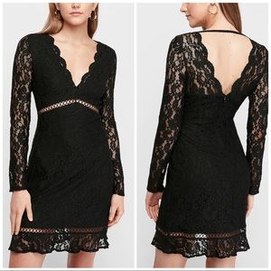NWT Express Scalloped Lace V-Neck Mini Sheath Dress